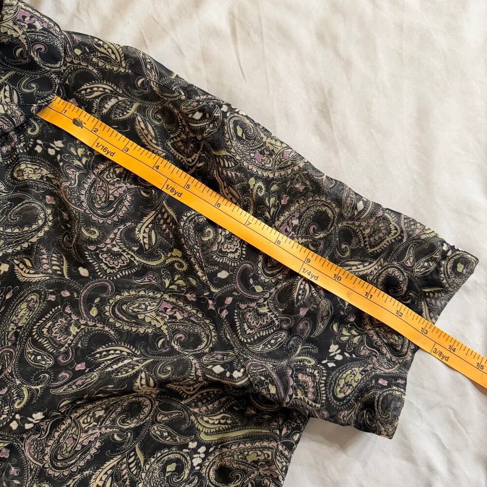 Penman’s Sheer Paisley Button Front Blouse Women Approx M Boho Lightweight - Picture 9 of 9